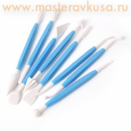 Набор инструментов для работы с мастикой двухсторонние (набор 8 шт), пластик