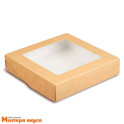 Упаковка на вынос OSQ TABOX 1500 PRO с окном, 200*200*40 мм (крафт)