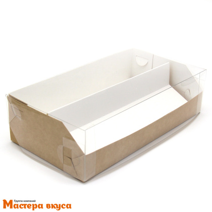 Упаковка для макаронс 12 шт, с прозр. крышкой и ложементом 210*110*55 мм (крафт) (3-д)