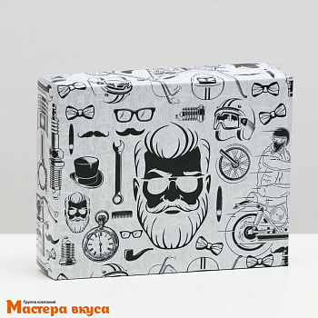 Упаковка для сладостей крышка/дно 180*150*50 мм  (Коллаж. Мужская)