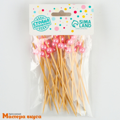 Шпажки "Жемчужина розовая", дерево, 12 см (набор 24 шт)