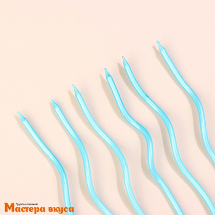 Свечи высокие Волна голубые, (набор 6 шт), h-15см