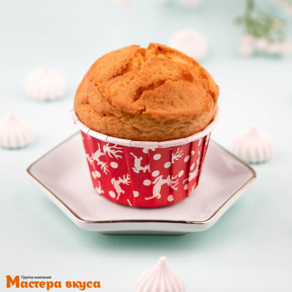 Форма бумажная Маффин 50*40 мм, ламинированная  КРАСНАЯ - ОЛЕНИ