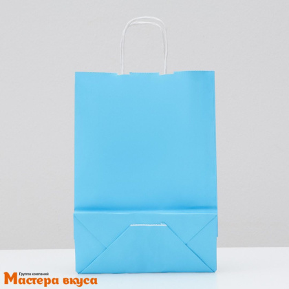 Пакет бумажный с ручками 180*80*250 мм, Голубой