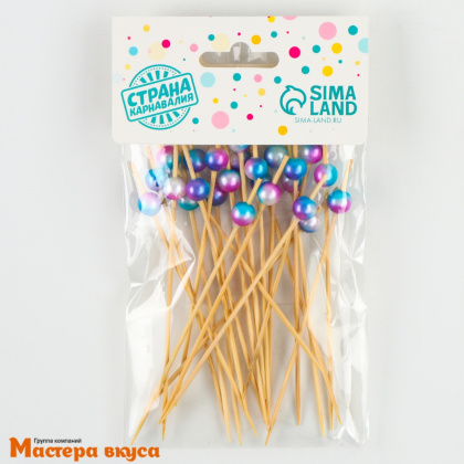 Шпажки "Жемчужина градиент", дерево, 12 см (набор 24 шт)