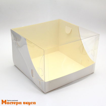 Короб для торта с прозрачной крышкой, 205*205*140 мм (белый) (2-д) РК