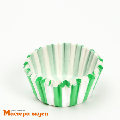 Капсула бумажная для конфет, d-3,5см  h-2см, ЗЕЛЕНЫЕ ПОЛОСЫ (миниупак ~20-25 шт)