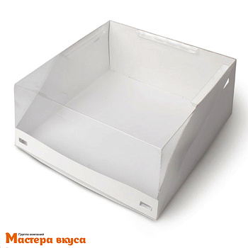 Короб для торта с прозрачной крышкой, 235*235*100 мм (белый) (2-д) РК