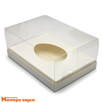 Коробка  1 шоколадное яйцо ПРЕМИУМ с пластиковой крышкой 235*160*100 мм, (белая) (3-д)