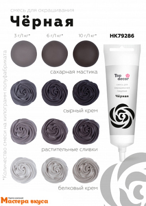 Краситель гелевый Top decor, ЧЕРНЫЙ НАСЫЩЕННЫЙ, 100гр