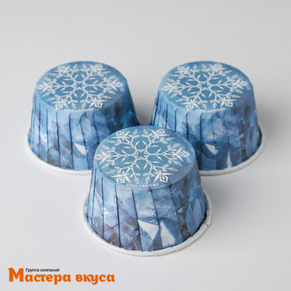 Форма бумажная Маффин 50*40 мм, ламинированная СНЕЖНЫЕ КРИСТАЛЛЫ
