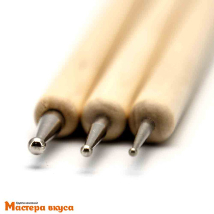 Набор палочек с металич шариками для работы с мастикой и росписи пряников, (набор 3 шт)