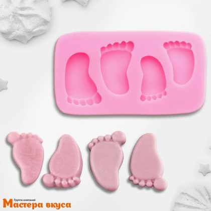 Молд силиконовый СЛЕДЫ МАЛЫША, 4 ячейки, 9,5*5*1,5 см