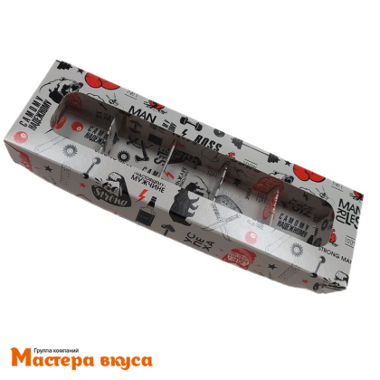 Упаковка для конфет  5 шт с окном (крышка/дно) 235*70*30мм (BOSS/мужская) (3-д)
