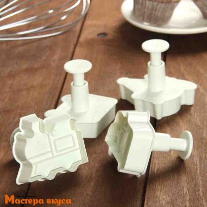 Вырубка-плунжер с выталкивателем МАШИНКИ, ~5*6 см, (набор 4 шт)