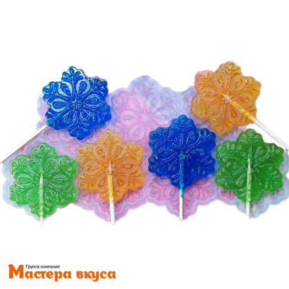 Форма для леденцов силиконовая  СНЕЖИНКИ, (7 ячеек) 23*11,7 см 