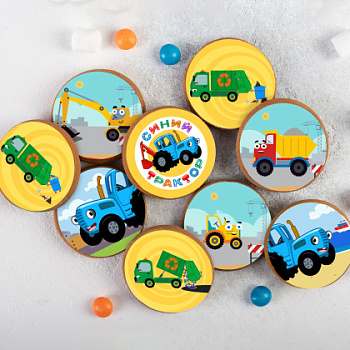 Фотопечать Синий трактор, для пряников, №12