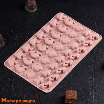 Форма для мармелада и шоколада силиконовая МОРСКИЕ СЕКРЕТЫ, (40 ячеек) 21,5*13 см
