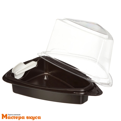 Контейнер для 1 кусочка торта, 120*86*86 мм, (коричн.дно+крышка) Т-2