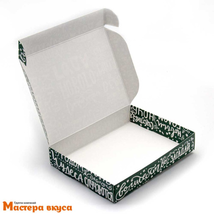 Упаковка для сладостей 17*13*3 см  (Счастливого нового года) зеленая