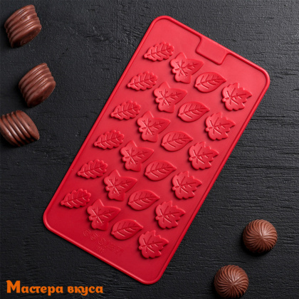 Форма для шоколада силиконовая  ЛИСТИКИ, (24 ячейки) 21*10 см