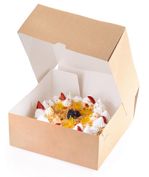 Упаковка для десертов ECO CAKE 6000, без окна 255*255*105 мм (крафт)