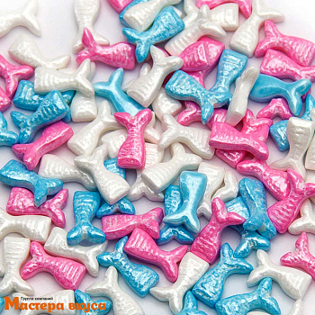 Посыпка 3D Хвост Русалки бело/розо/голубые 7*15 мм, 25 гр