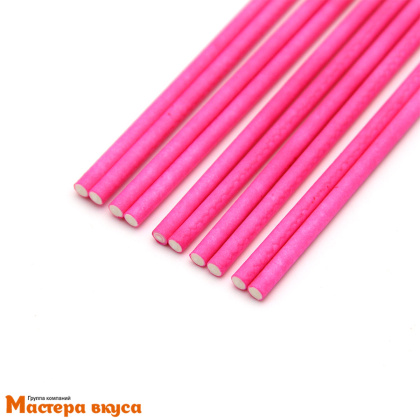 Палочки для кейкпопсов и леденцов (бумажные), 15 см, розовые (упак 10 шт)