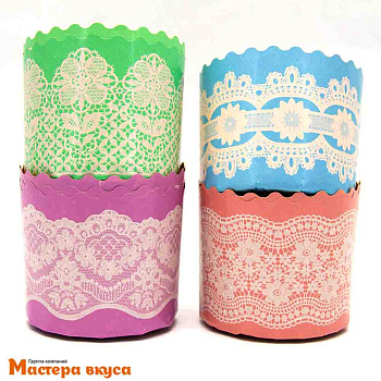 Форма бумажная для кулича (100г) d70*h60 мм КРУЖЕВО