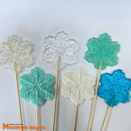 Карамель леденцовая на палочке СНЕЖИНКА, d~5,5 см