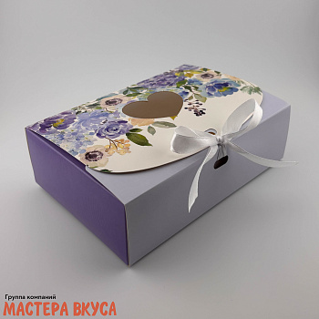 Упаковка для сладостей с лентой 165*115*50 мм (Лиловые цветы)