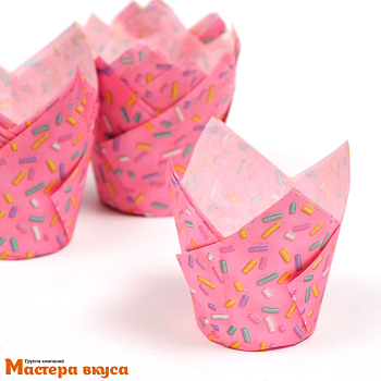 Форма бумажная Тюльпан d50 h80 "Сладкая посыпка", упак 12шт