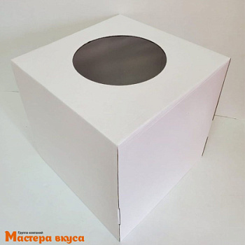 Короб для торта с окном 240*240*180 мм, белый (2-Д) ЭК