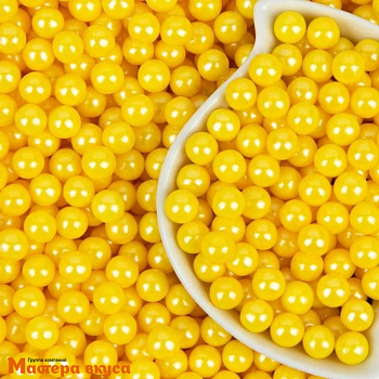 Посыпка Шарики сахарные Жемчуг ЖЕЛТЫЙ перламутр  (7 мм), 25 гр