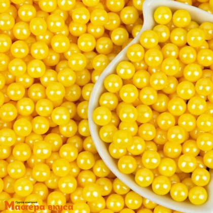 Посыпка Шарики сахарные Жемчуг ЖЕЛТЫЙ перламутр  (7 мм), 25 гр
