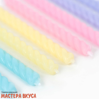 Свечи набор, Спираль Палитра Цветная, (набор 8 шт), h-7см