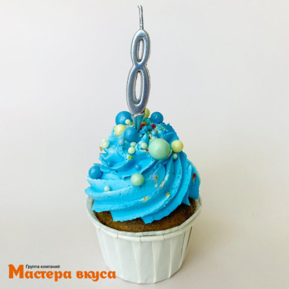 Свеча-цифра "МИНИ", серебро - 8  (h-4.5см)