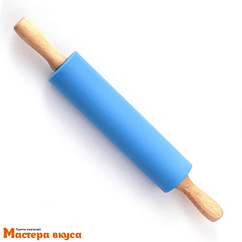 Скалка силиконовая 30 см d-4см (вращающаяся), деревянные ручки "Валенсия"