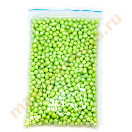 Посыпка Шарики зерновые Жемчуг  ЗЕЛЕНЫЙ (5-7мм) в сахарной глазури, 70 гр