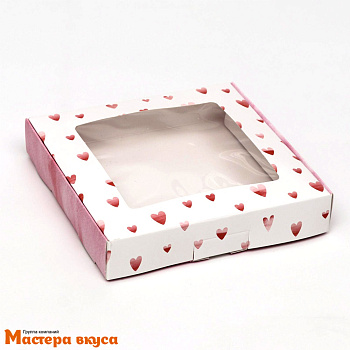 Упаковка для пряников и печенья с окном 16*16*3 см (Краски любви)