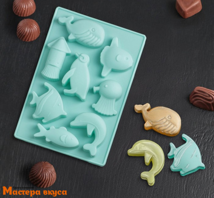 Форма для шоколада силиконовая  МОРСКАЯ, (8 ячеек) 14*9,5 см