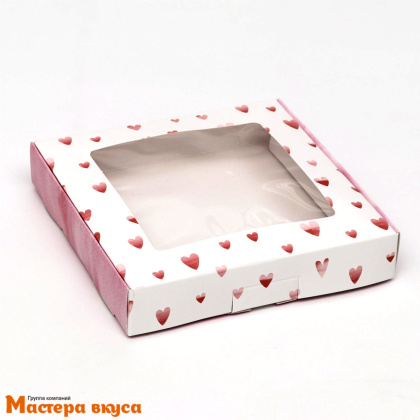 Упаковка для пряников и печенья с окном 16*16*3 см (Краски любви)