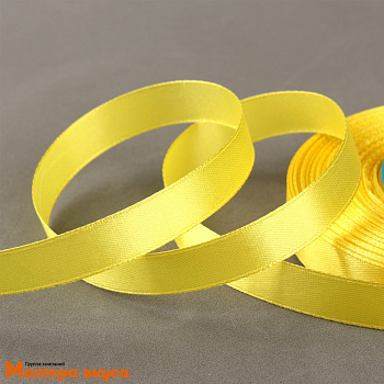 Лента атласная, ЖЕЛТАЯ, 12мм, ~33м