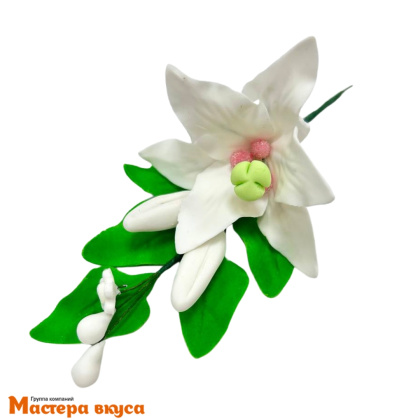 Сахарное украшение ветка ЛИЛИЯ БЕЛАЯ, длина ~9см