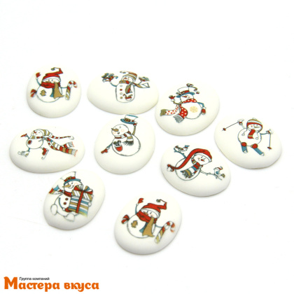 Сахарные медальоны  СНЕГОВИЧКИ, d-35*25мм 