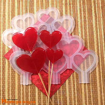 Форма для леденцов силиконовая СЕРДЕЧКИ, (5 ячеек) d~4,5 см 