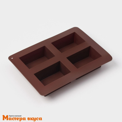 Форма силиконовая ПРЯМОУГОЛЬНИК, (4 ячейки) 21,5*15,3*3,7 см (1 ячейка 7,7×4,8×3,7 см)