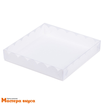 Упаковка для пряников и печенья с прозр. крышкой 120*120*30 мм, (белая) (2-д)