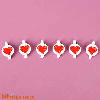 Декор прищепки "Сердечки", (набор 6 шт), 2*11,5*16 см