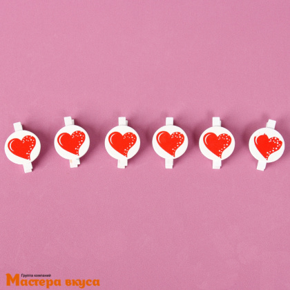 Декор прищепки "Сердечки", (набор 6 шт), 2*11,5*16 см